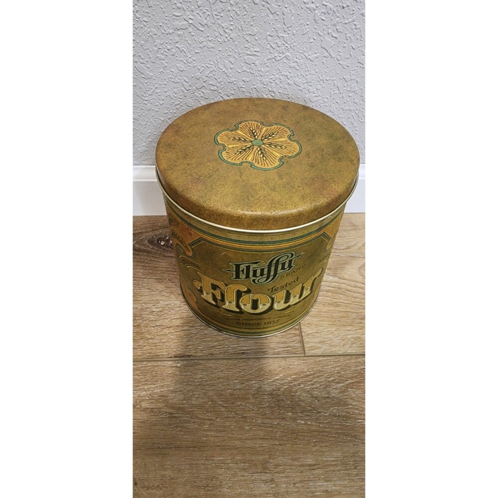 Vintage 1977 Ballonoff  Fluffy Flour Tin Container Advertising Tin Can